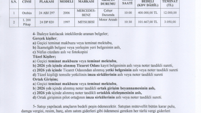 ARAÇ SATIŞI HK.